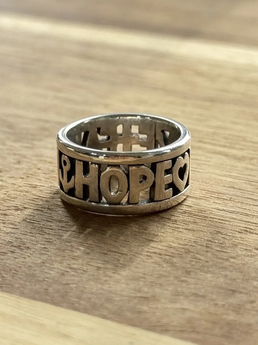 James Avery Retired Sterling Silver Faith Hope Love Ring Size 6
